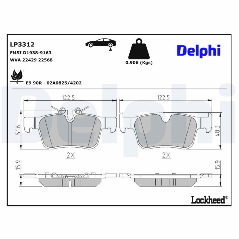 Piduriklotsi komplekt, ketaspidur, DELPHI LP3312