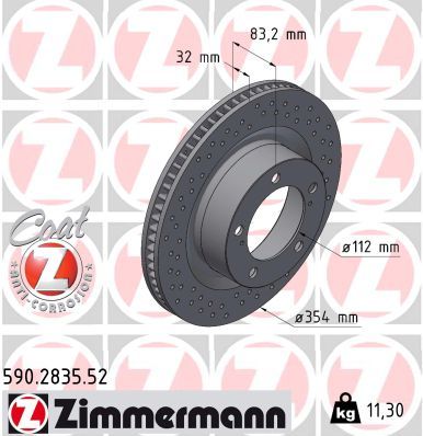 передні Toyota Sequoia, Land Cruiser 200, Lexus LX 570 2015- 354x32mm Zimmermann 590283552