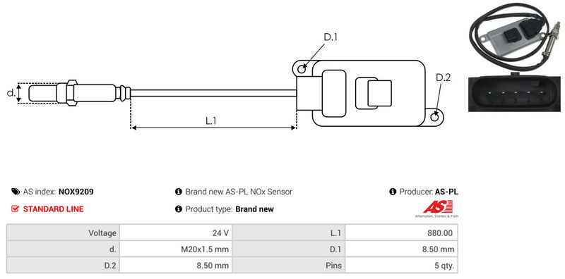 AS-PL NOX9209 NOx Sensor, urea injection