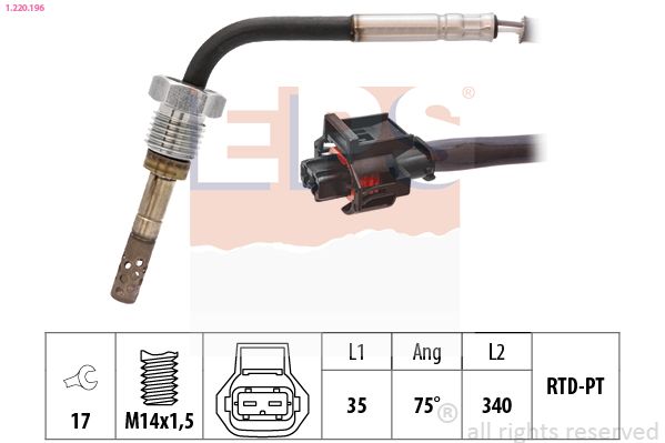 Датчик, температура відпрацьованих газів, Eps 1.220.196