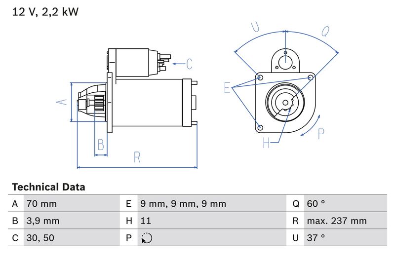 BOSCH Startmotor / Starter 0 986 027 000