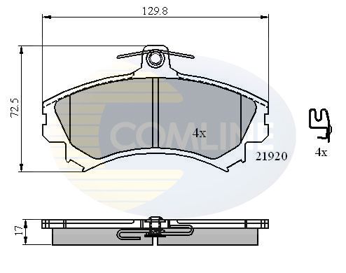 Комплект гальмівних накладок, дискове гальмо, Comline CBP31304