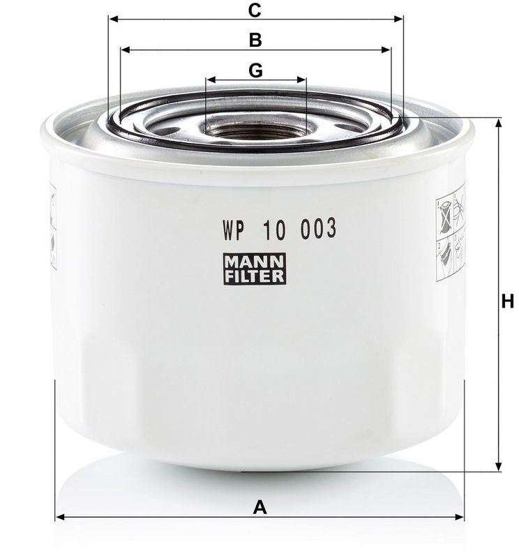 Oliefilter (geschroefd) past: MITSUBISHI CANTER V (FE3, FE4, FB3, FB4) 4D56(8V)/4D56-T 01.86-09.96