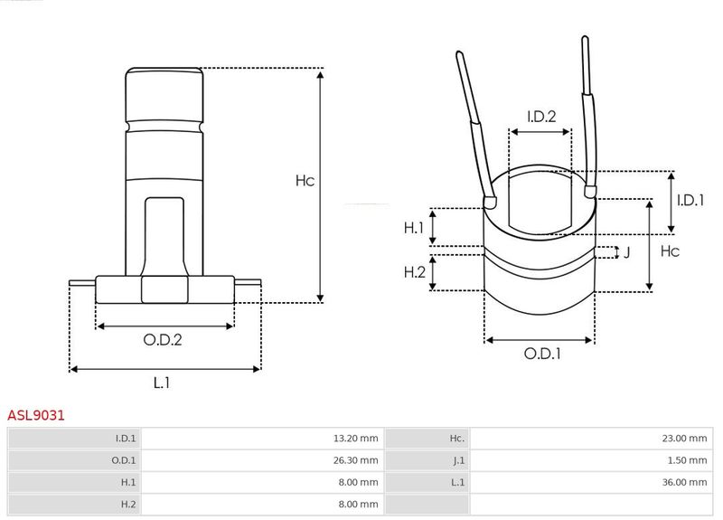 Контактне кільце, генератор, Lanos основний шестигранник (AS), Auto Starter ASL9031