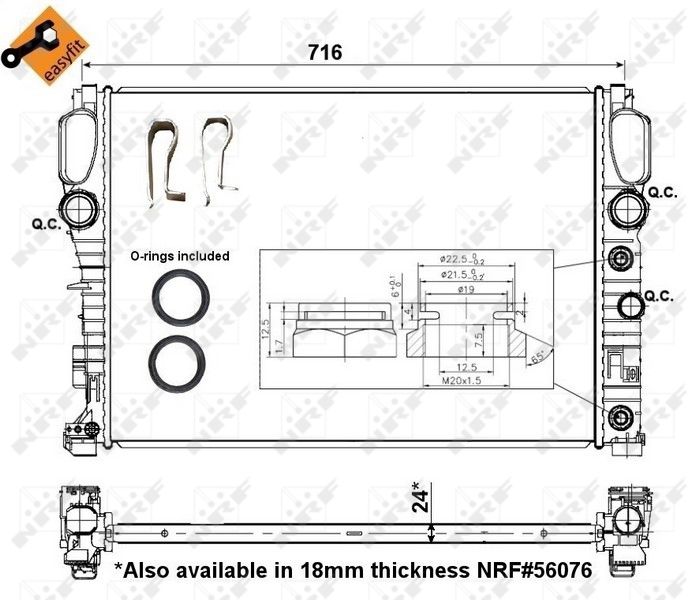 Радіатор, система охолодження двигуна, MERCEDES CLS280 08-, Nrf 53423