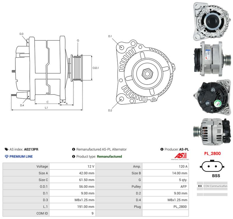 Generaator, AS-PL A0213PR