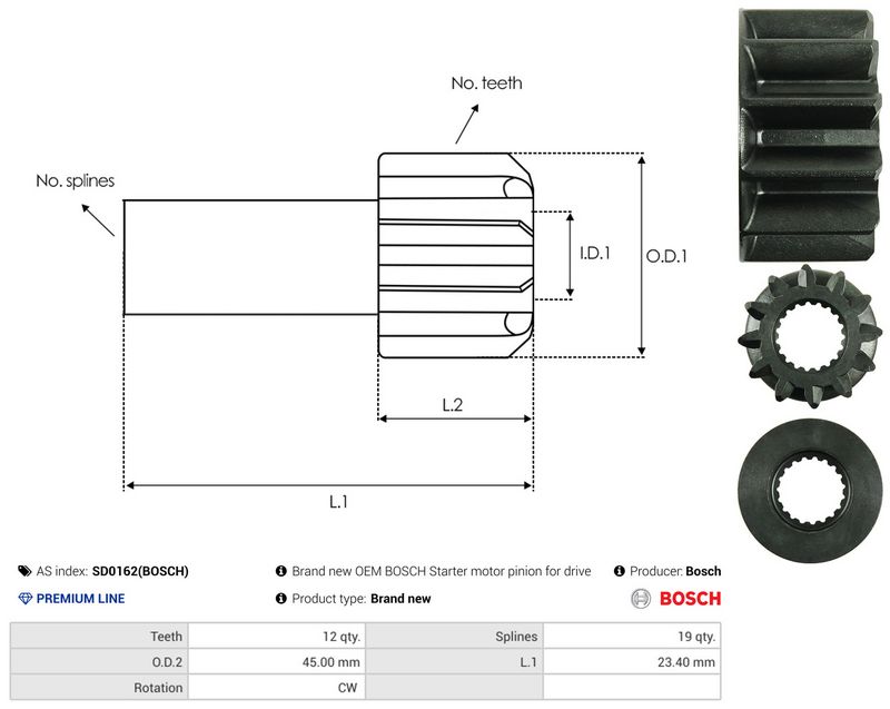 AS-PL SD0162(BOSCH) Freewheel Gear, starter