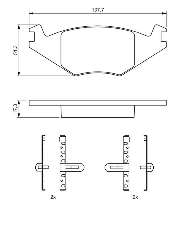 Piduriklotsi komplekt, ketaspidur, BOSCH 0 986 468 890