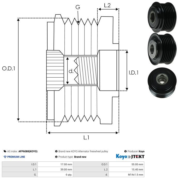AS-PL AFP6080(KOYO) Alternator Freewheel Clutch