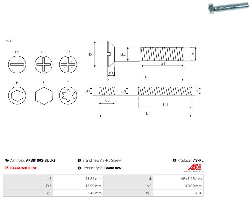 AS-PL ARS9100S(BULK) Repair Set, alternator