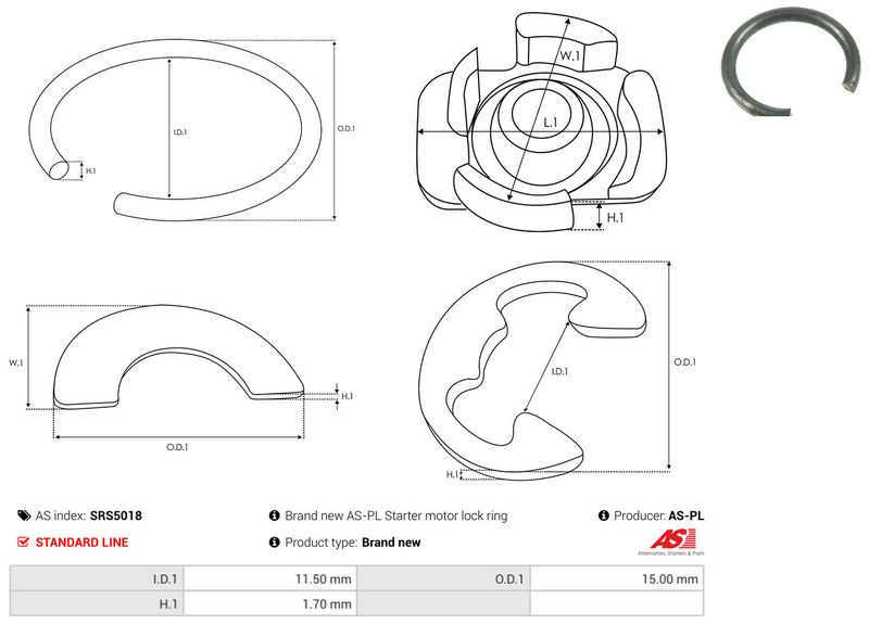 Remondikomplekt, Starter, AS-PL SRS5018