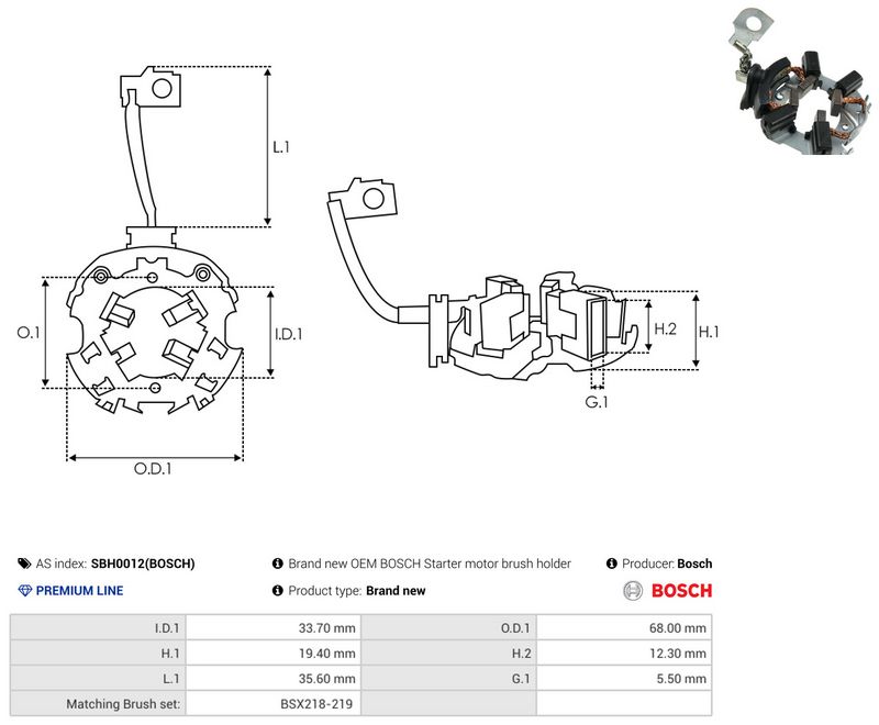 AS-PL SBH0012(BOSCH) Holder, carbon brushes