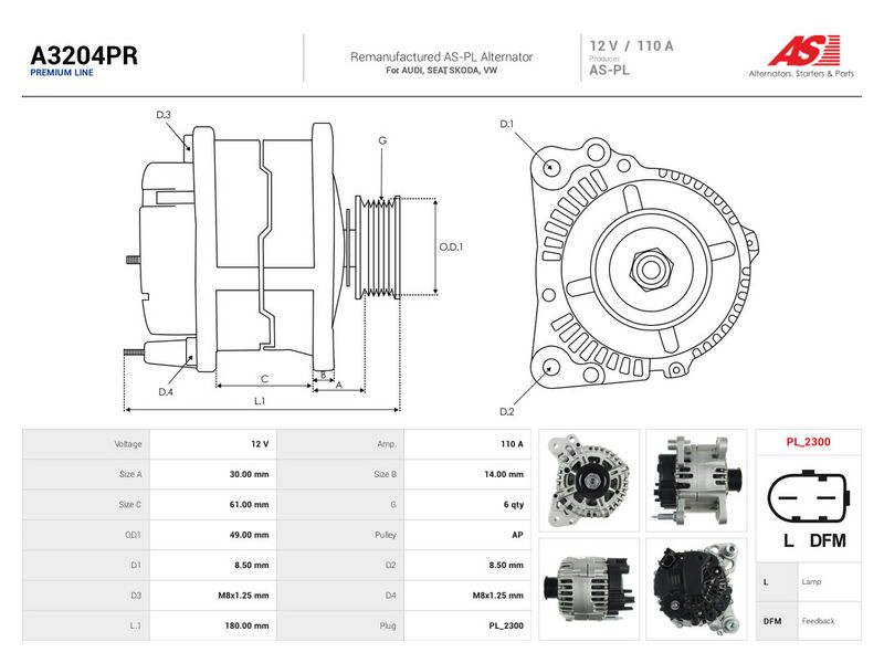 Generaator, AS-PL A3204PR