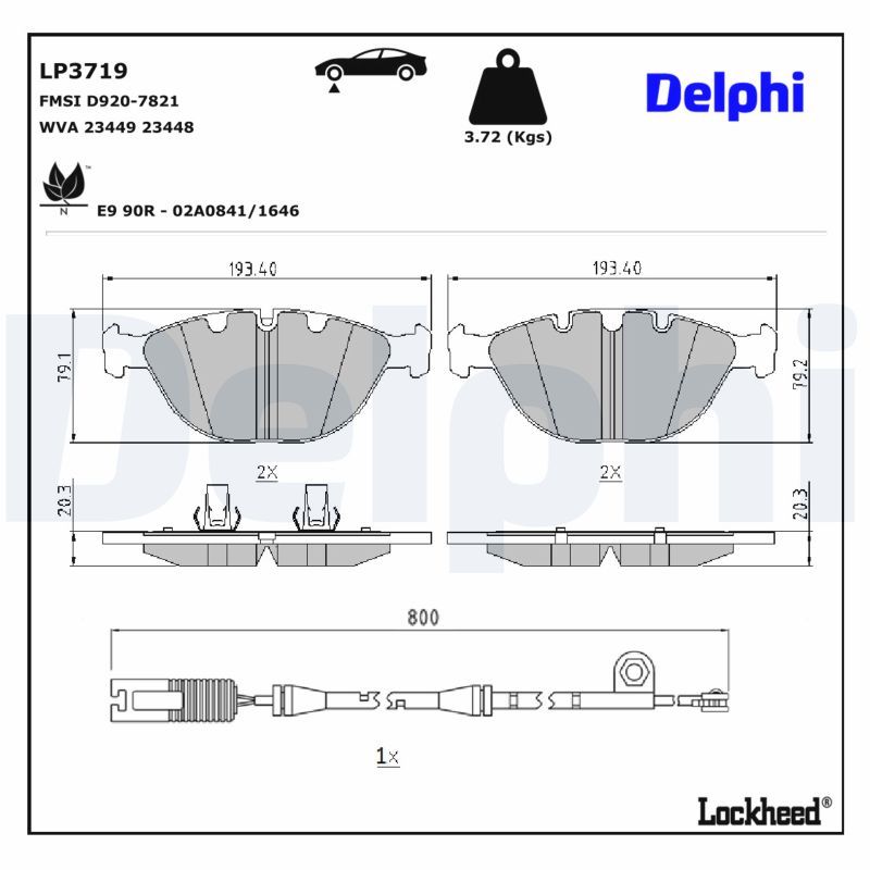 Piduriklotsi komplekt, ketaspidur, DELPHI LP3719