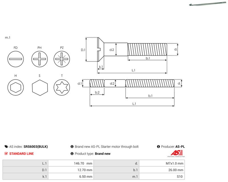 AS-PL SRS6003(BULK) Repair Set, alternator
