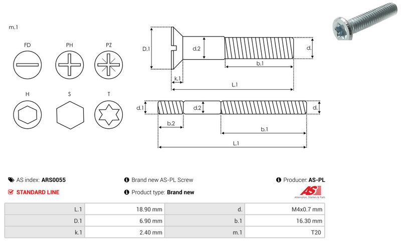 AS-PL ARS0055 Repair Set, alternator