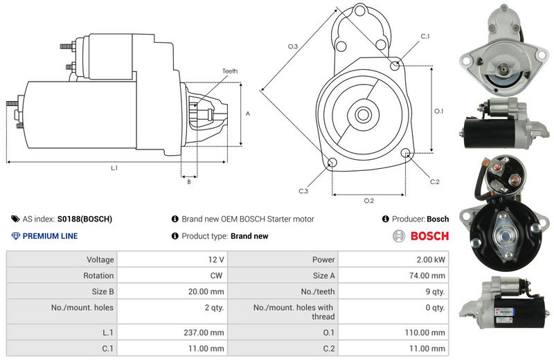 AS-PL S0188(BOSCH) Starter