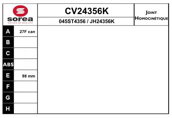 EAI csuklókészlet, hajtótengely CV24356K