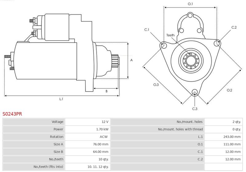 Стартер, Auto Starter S0243PR