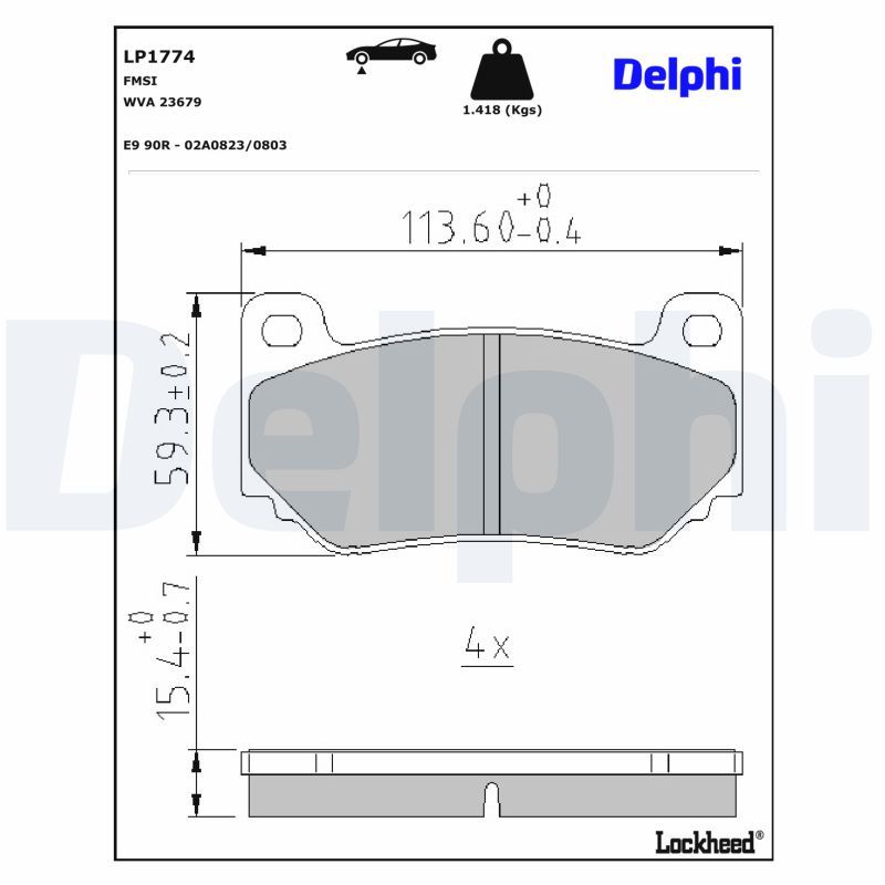 комплект спирачно феродо, дискови спирачки DELPHI