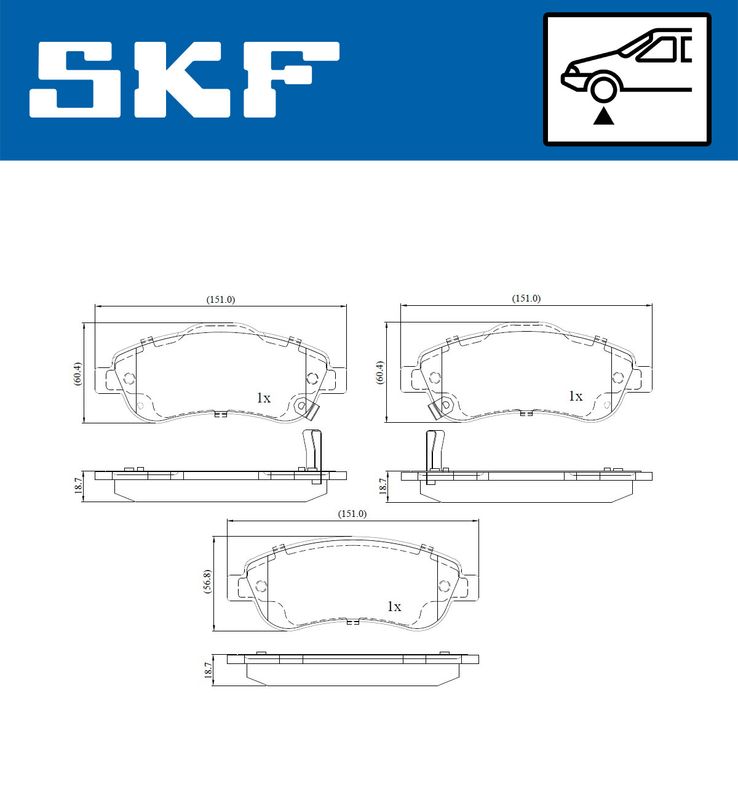 Комплект гальмівних накладок, дискове гальмо, Skf VKBP80318A