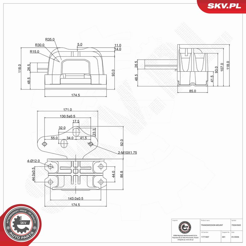 ESEN SKV 75SKV843 Mounting, manual transmission