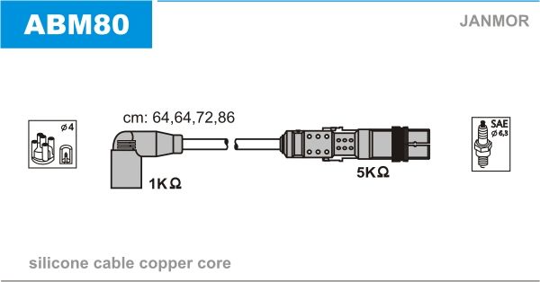 Комплект проводів високої напруги, Janmor ABM80