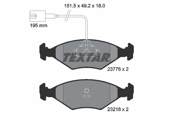 Комплект гальмівних накладок, дискове гальмо, Textar 2377601