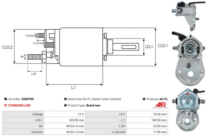 AS-PL SS6078S Solenoid Switch, starter