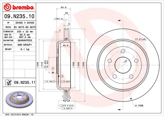 BREMBO Remschijf 09.N235.11