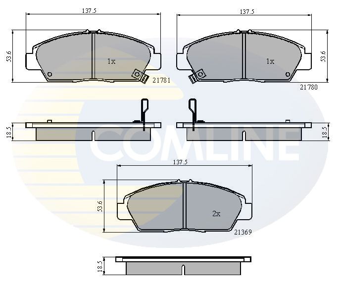 Комплект гальмівних накладок, дискове гальмо, Comline CBP3446