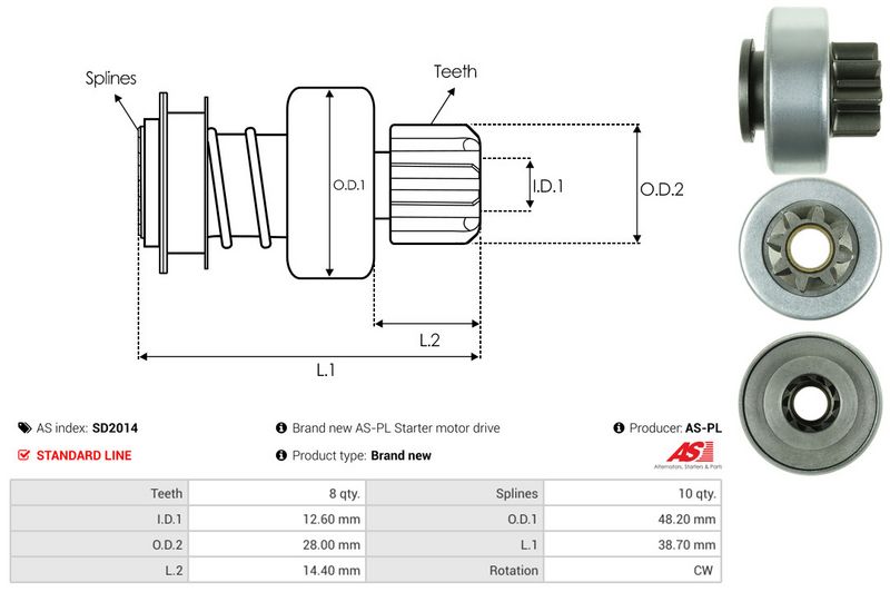 AS-PL SD2014 Freewheel Gear, starter
