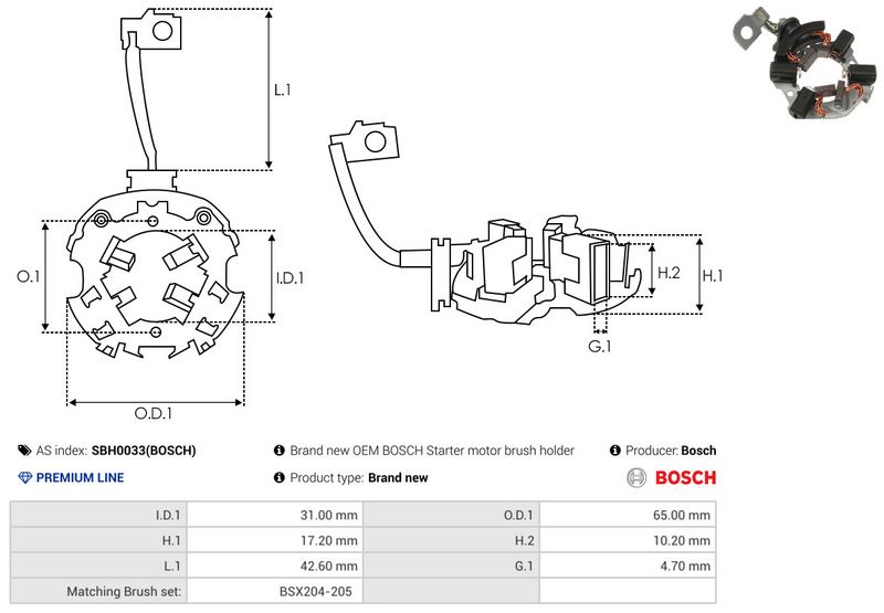 AS-PL SBH0033(BOSCH) Holder, carbon brushes