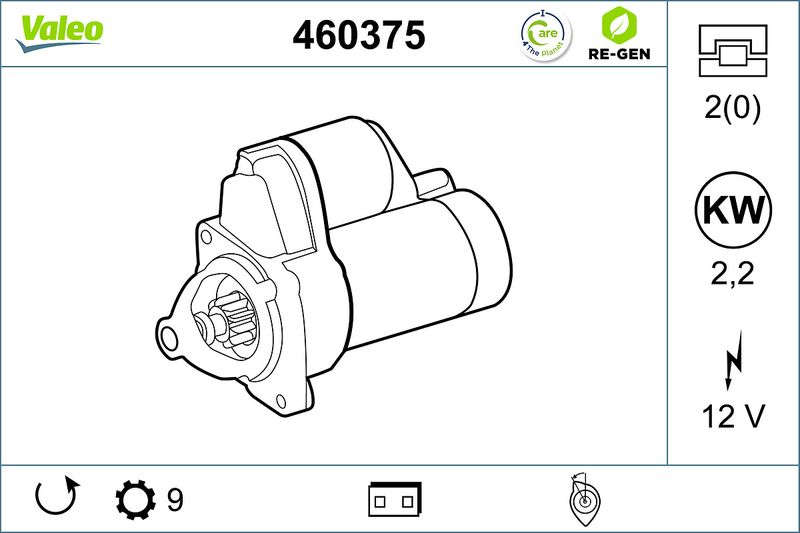 VALEO Startmotor / Starter 460375