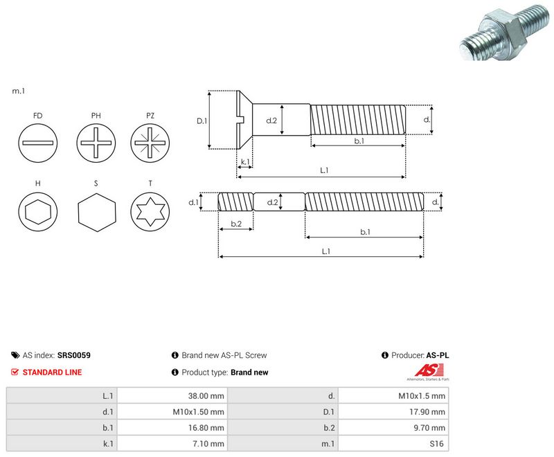 AS-PL SRS0059 Repair Set, alternator