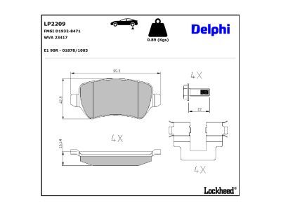 DELPHI LP2209 - Brake Pad Set, disc brake