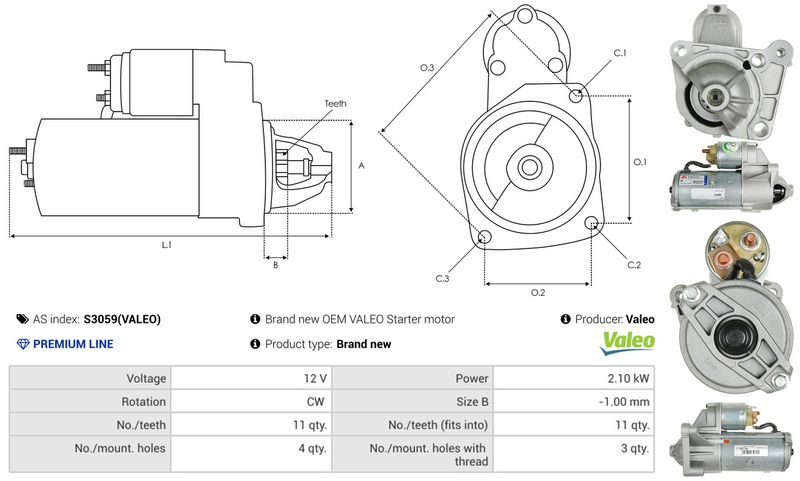 AS-PL S3059(VALEO) Starter