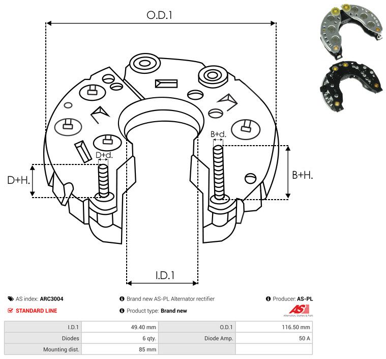 AS-PL ARC3004 Rectifier, alternator