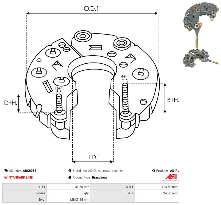 AS-PL ARC6062 Rectifier, alternator