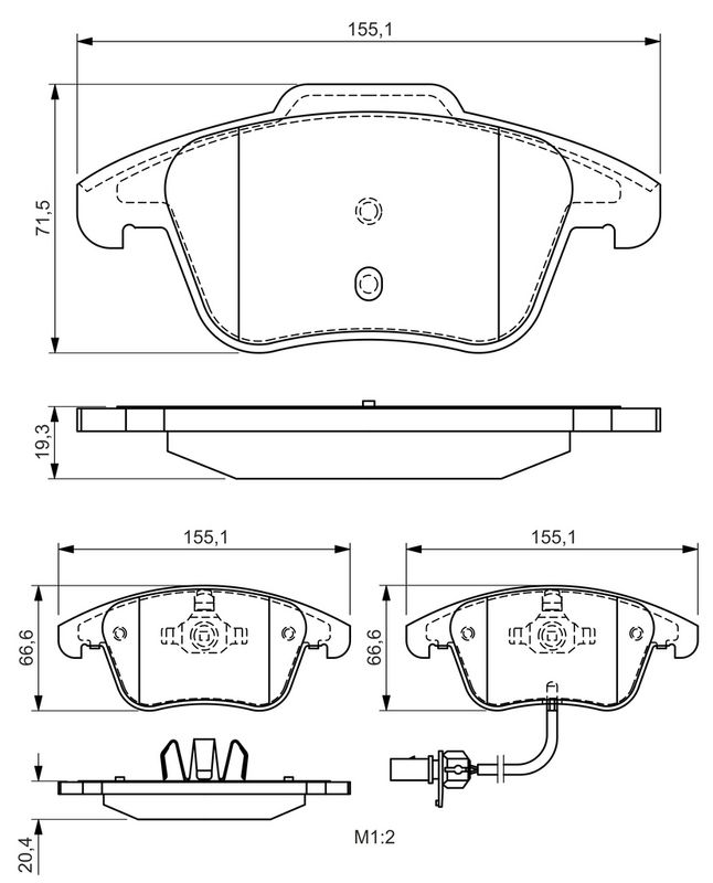 Piduriklotsi komplekt, ketaspidur, BOSCH 0 986 494 538