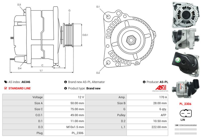 AS-PL A6346 Alternator