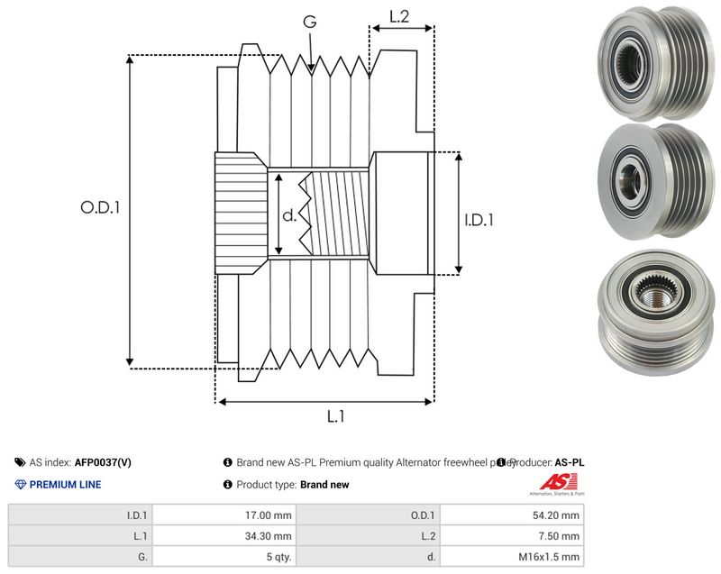 AS-PL AFP0037(V) Alternator Freewheel Clutch