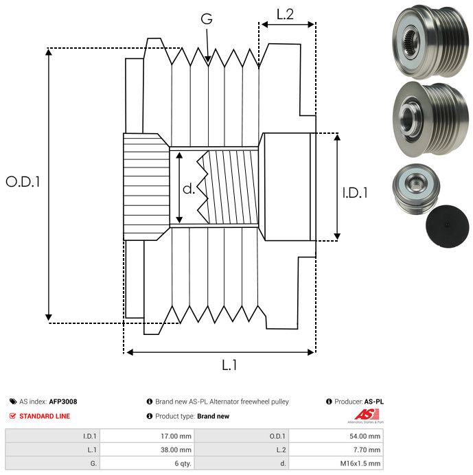 AS-PL AFP3008 Alternator Freewheel Clutch