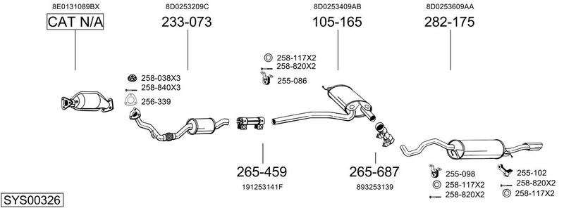 BOSAL kipufogórendszer SYS00326