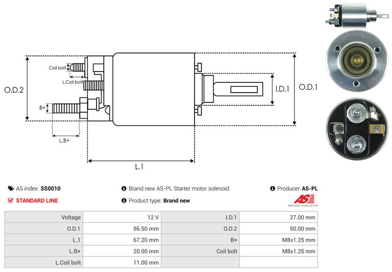 AS-PL SS0010 Solenoid Switch, starter