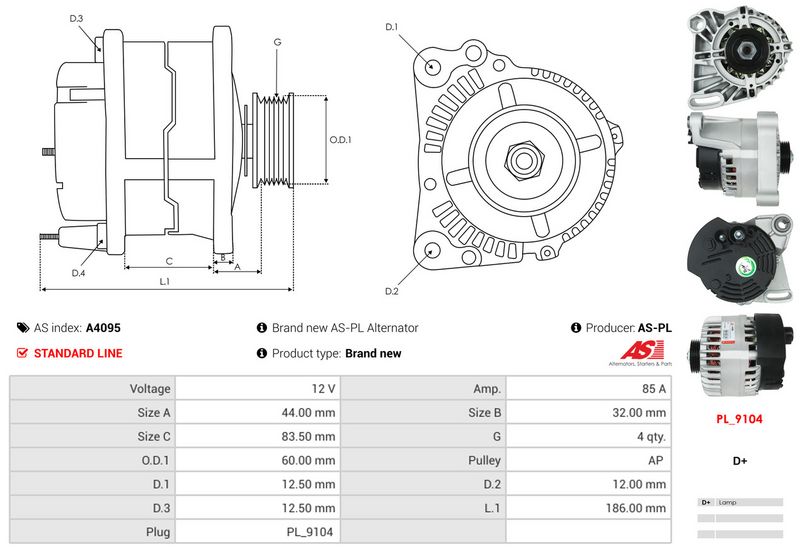 AS-PL A4095 Alternator