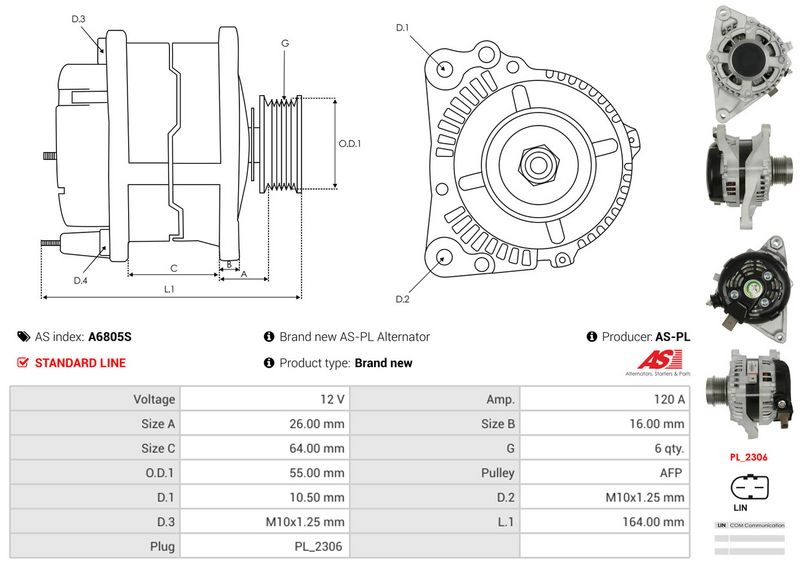 AS-PL A6805S Alternator
