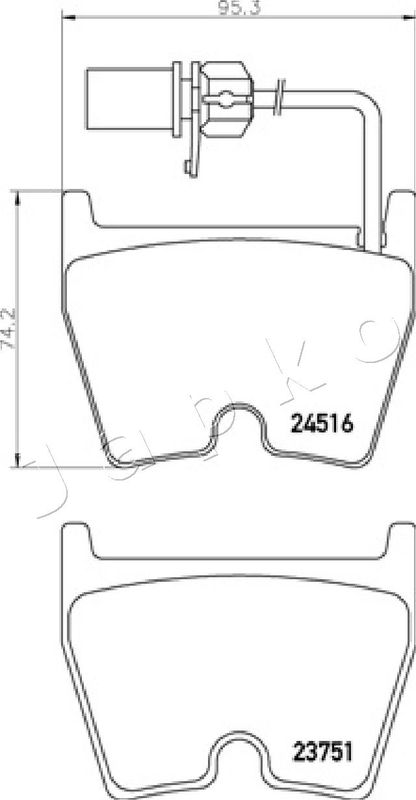 Комплект гальмівних накладок, дискове гальмо, Japko 500914
