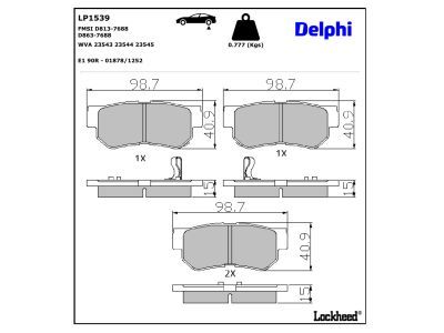 DELPHI LP1539 Diskinių stabdžių kaladėlių komplektas