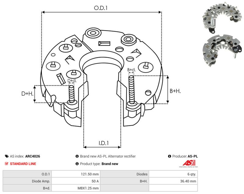 AS-PL ARC4026 Rectifier, alternator